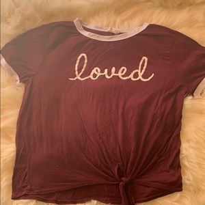Loved Graphic Tee Shirt with Side Knot